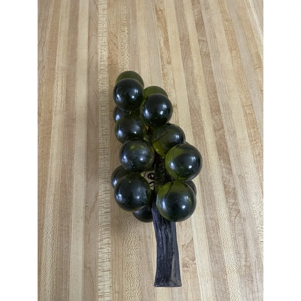 Vintage Lucite Grapes Cluster Green Branch Stem MCM Mid-Century Modern READ B12